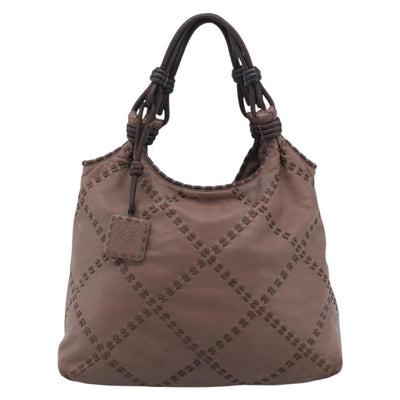 LOEWE Shoulder Bag Leather Brown Silver Auth bs37991 - 0