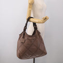 LOEWE Shoulder Bag Leather Brown Silver Auth bs37991-22