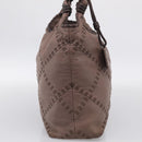 LOEWE Shoulder Bag Leather Brown Silver Auth bs37991-4
