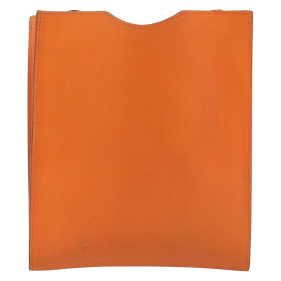 HERMES Onimetu Shoulder Bag Leather Orange Auth bs37999