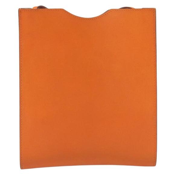 HERMES Onimetu Shoulder Bag Leather Orange Auth bs37999