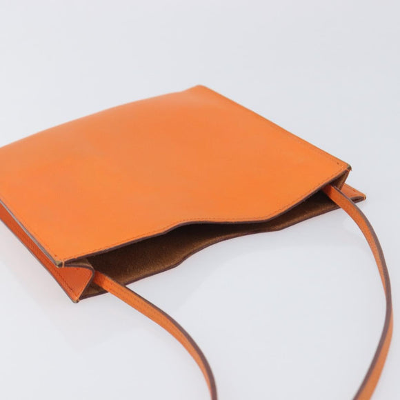 HERMES Onimetu Shoulder Bag Leather Orange Auth bs37999