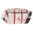 Valentino Shoulder Bag Leather White Red Auth bs38001-1