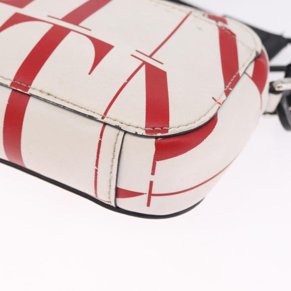 Valentino Shoulder Bag Leather White Red Auth bs38001