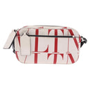Valentino Shoulder Bag Leather White Red Auth bs38001-2