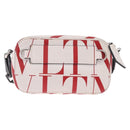 Valentino Shoulder Bag Leather White Red Auth bs38001-3