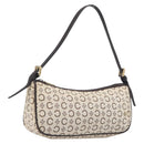 CELINE C Macadam Hand Bag Canvas White Gold Tone Auth bs38002-1