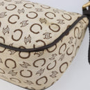 CELINE C Macadam Hand Bag Canvas White Gold Tone Auth bs38002-10