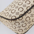 CELINE C Macadam Hand Bag Canvas White Gold Tone Auth bs38002-11