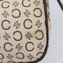 CELINE C Macadam Hand Bag Canvas White Gold Tone Auth bs38002-14