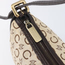 CELINE C Macadam Hand Bag Canvas White Gold Tone Auth bs38002-17