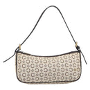 CELINE C Macadam Hand Bag Canvas White Gold Tone Auth bs38002-2