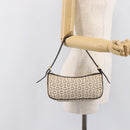 CELINE C Macadam Hand Bag Canvas White Gold Tone Auth bs38002-24