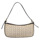 CELINE C Macadam Hand Bag Canvas White Gold Tone Auth bs38002-3