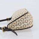 CELINE C Macadam Hand Bag Canvas White Gold Tone Auth bs38002-5