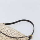 CELINE C Macadam Hand Bag Canvas White Gold Tone Auth bs38002-8