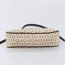 CELINE C Macadam Hand Bag Canvas White Gold Tone Auth bs38002-9