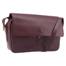 Cartier Must Line Shoulder Bag Leather Bordeaux Gold Tone Auth bs38005A-1