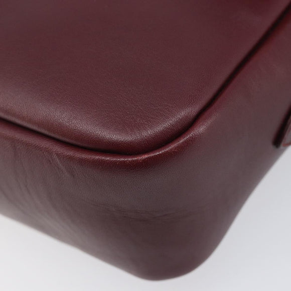 Cartier Must Line Shoulder Bag Leather Bordeaux Gold Tone Auth bs38005A