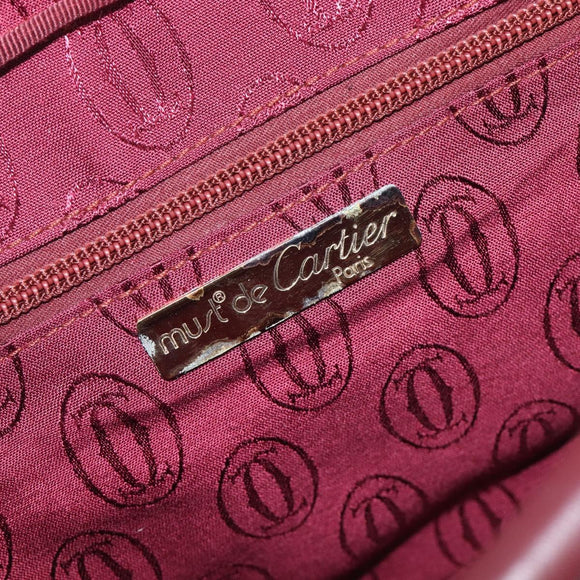 Cartier Must Line Shoulder Bag Leather Bordeaux Gold Tone Auth bs38005A