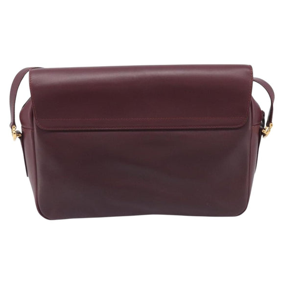 Cartier Must Line Shoulder Bag Leather Bordeaux Gold Tone Auth bs38005A