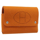 HERMES Etui Cult GM Pouch Felt Orange Silver Auth bs38006-1