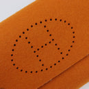 HERMES Etui Cult GM Pouch Felt Orange Silver Auth bs38006-14