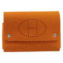 HERMES Etui Cult GM Pouch Felt Orange Silver Auth bs38006-2