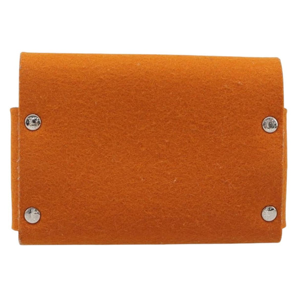 HERMES Etui Cult GM Pouch Felt Orange Silver Auth bs38006