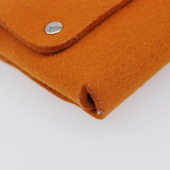 HERMES Etui Cult GM Pouch Felt Orange Silver Auth bs38006