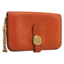 HERMES Dogon Coin Purse Leather Orange Gold Tone Auth bs38007-1