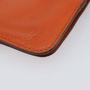 HERMES Dogon Coin Purse Leather Orange Gold Tone Auth bs38007-10