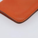 HERMES Dogon Coin Purse Leather Orange Gold Tone Auth bs38007-11