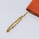 HERMES Dogon Coin Purse Leather Orange Gold Tone Auth bs38007-12