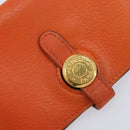HERMES Dogon Coin Purse Leather Orange Gold Tone Auth bs38007-13