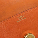 HERMES Dogon Coin Purse Leather Orange Gold Tone Auth bs38007-16