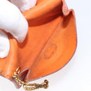 HERMES Dogon Coin Purse Leather Orange Gold Tone Auth bs38007-17
