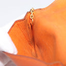 HERMES Dogon Coin Purse Leather Orange Gold Tone Auth bs38007-19