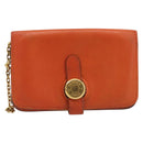 HERMES Dogon Coin Purse Leather Orange Gold Tone Auth bs38007-2