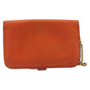 HERMES Dogon Coin Purse Leather Orange Gold Tone Auth bs38007-3