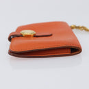 HERMES Dogon Coin Purse Leather Orange Gold Tone Auth bs38007-4