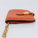 HERMES Dogon Coin Purse Leather Orange Gold Tone Auth bs38007-5