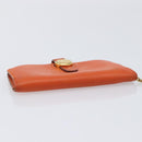 HERMES Dogon Coin Purse Leather Orange Gold Tone Auth bs38007-6