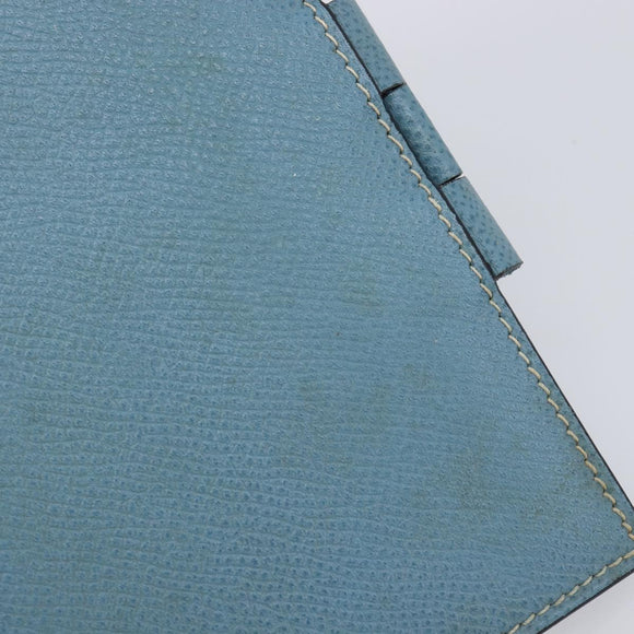 HERMES Agenda PM Day Planner Cover Leather Light Blue Silver Auth bs38008