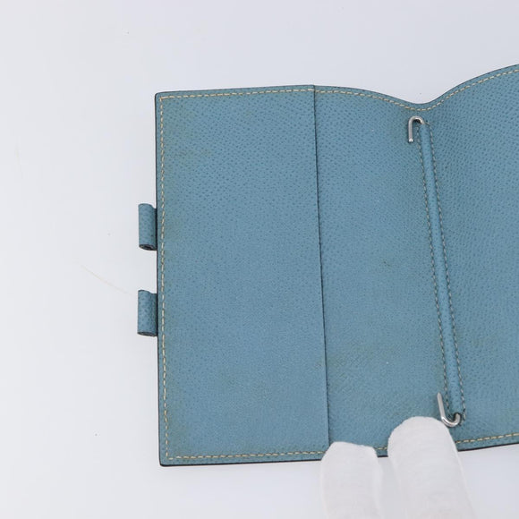 HERMES Agenda PM Day Planner Cover Leather Light Blue Silver Auth bs38008