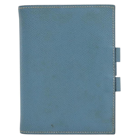HERMES Agenda PM Day Planner Cover Leather Light Blue Silver Auth bs38008