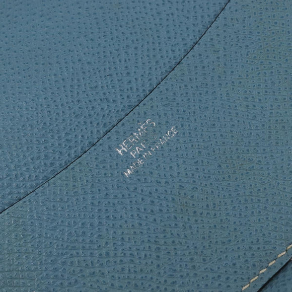 HERMES Agenda PM Day Planner Cover Leather Light Blue Silver Auth bs38008