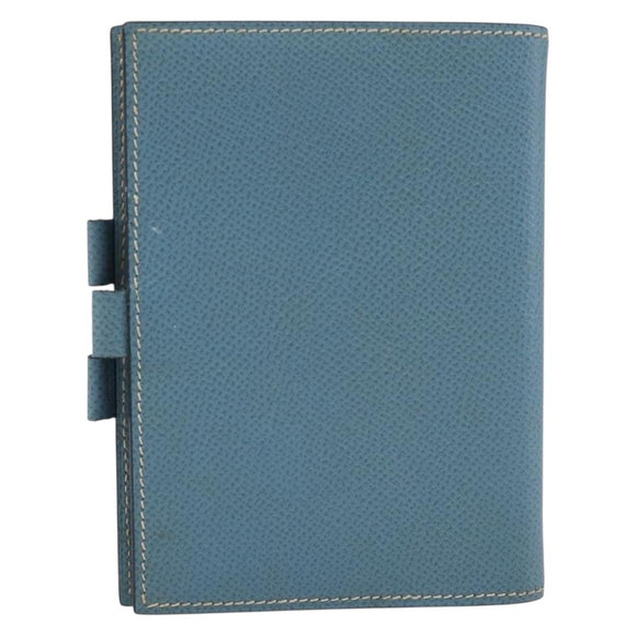 HERMES Agenda PM Day Planner Cover Leather Light Blue Silver Auth bs38008