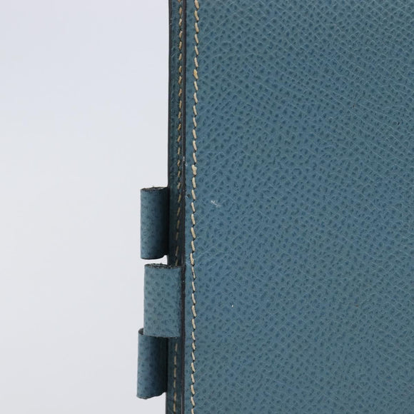 HERMES Agenda PM Day Planner Cover Leather Light Blue Silver Auth bs38008