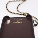 CHANEL iPhone Case Caviar Skin iPhone15 Pro Black Gold Tone CC Auth bs38010-16